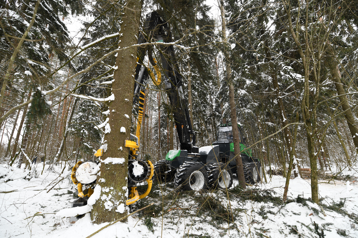 Новый тяжелый харвестер АМКОДОР FH3081 проходит испытания в лесу